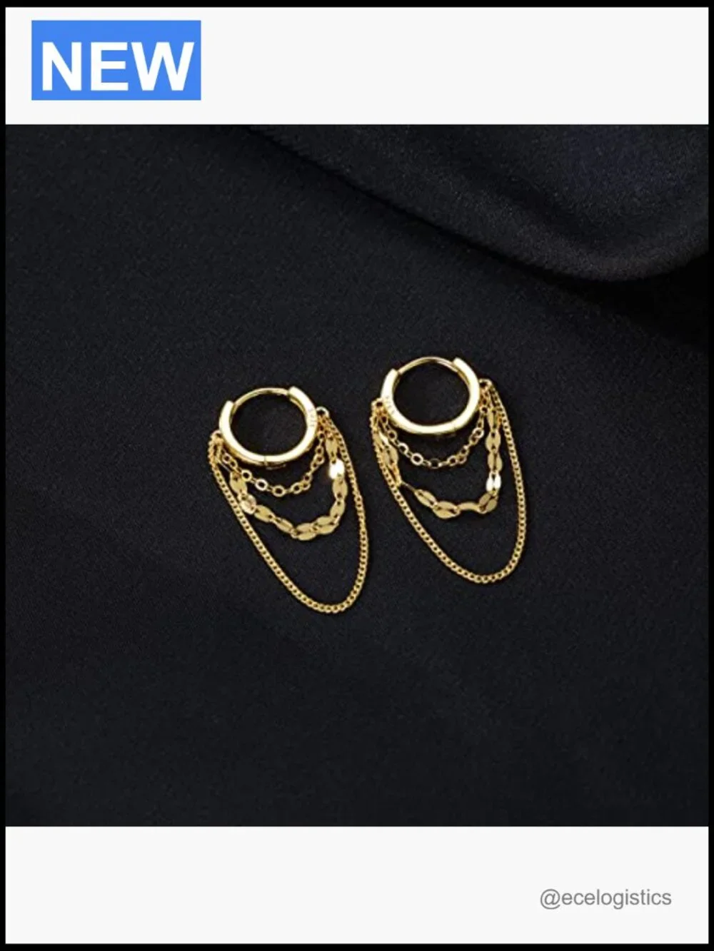 925 Sterling Silver Chain Drop Hoop Earrings for Teens